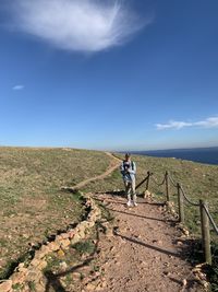 Berlengas island portugal man standing on the path