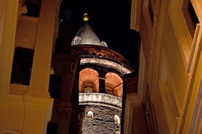 Low angle view of cathedral at night