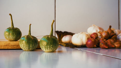 Close-up of fruits on table