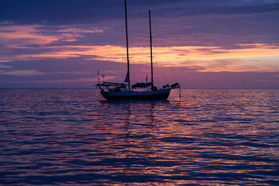 Boat sailing in sea