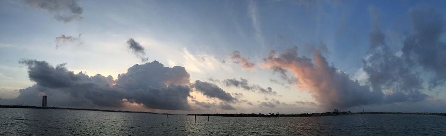 Scenic view of sea against cloudy sky