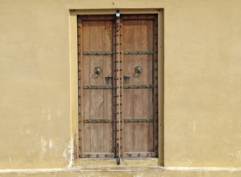 Closed door of old building