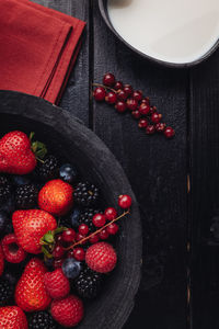 Close-up of strawberries in bowl on table