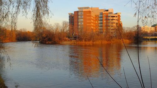 Reflection of buildings in water