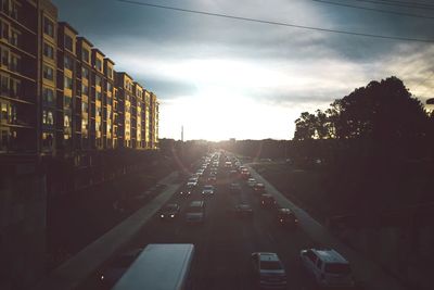 Sunset over road