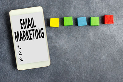 Directly above shot of text on table