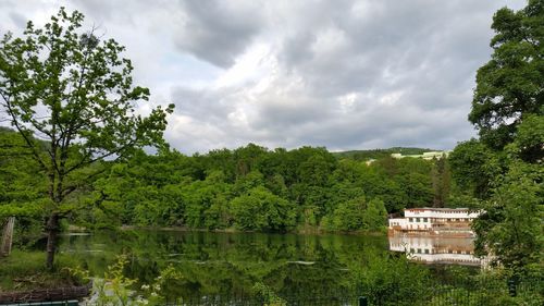 Scenic view of landscape against cloudy sky