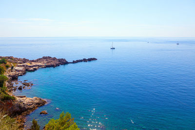 Scenic view of sea against clear sky