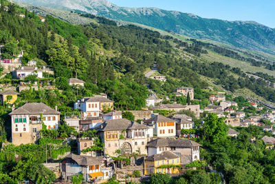 High angle view of buildings in city