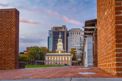 View of church against building