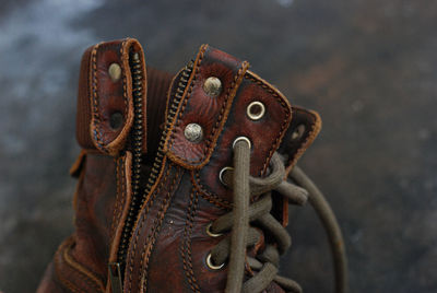 Close-up of boot on floor