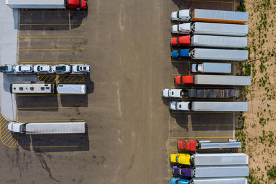 High angle view of traffic on road by building