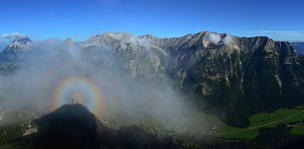 Panoramic view of volcanic mountain against sky