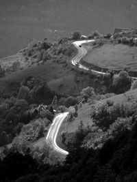 High angle view of road amidst land