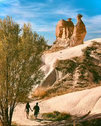 Low angle view of rock formations
