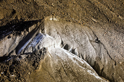 High angle view of rock formation in water