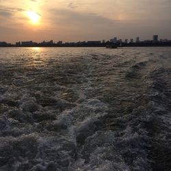 Scenic view of sunset over sea