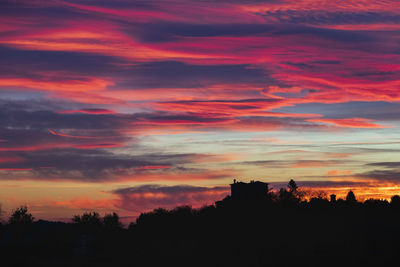 Scenic view of dramatic sky during sunset