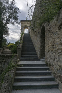 Low angle view of steps against sky