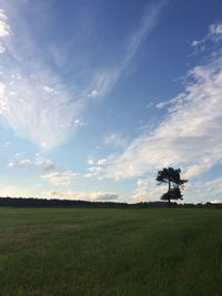 Scenic view of grassy field against cloudy sky