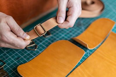 High angle view of woman working