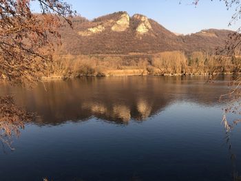 Scenic view of lake against sky