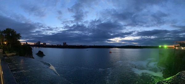 Scenic view of sea against sky at sunset
