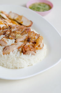 High angle view of meal served in plate