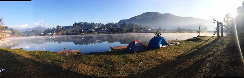 Panoramic view of lake against sky