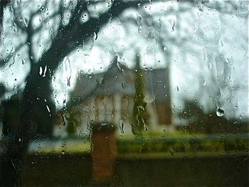 Close-up of water drops on glass