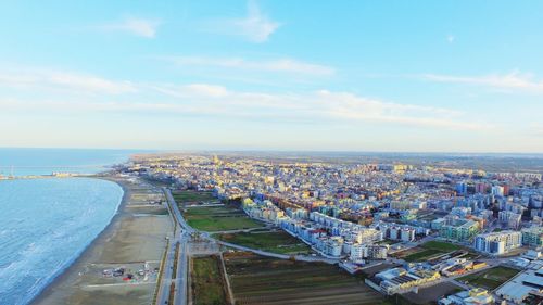 High angle view of cityscape against sky