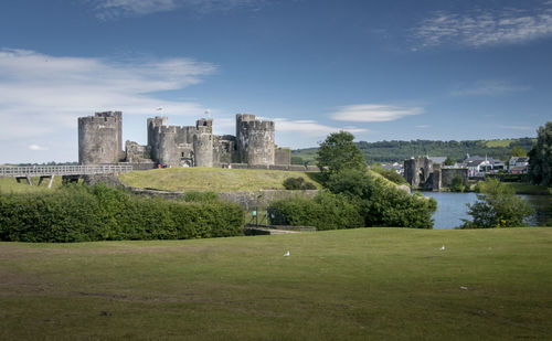 View of caerphilly castle in wales, uk