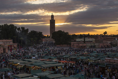 People at town square during sunset