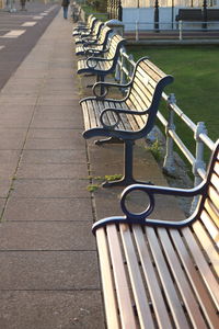 Empty chairs in park