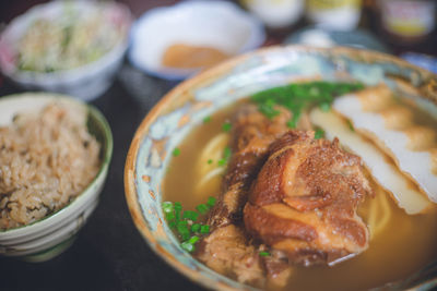 Close-up of food in bowl on table