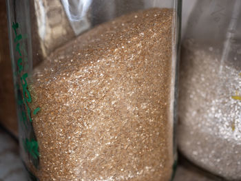 High angle view of ice cream in glass container