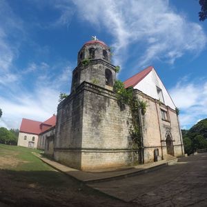 Low angle view of temple against sky