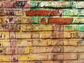 Full frame shot of multi colored brick wall