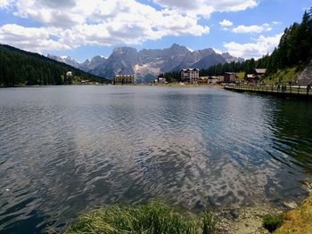 Scenic view of lake against sky