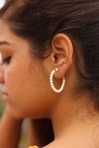 Close-up portrait of a beautiful young woman