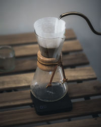 Close-up of coffee cup on table