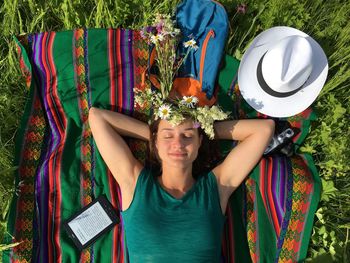 Portrait of smiling woman wearing hat