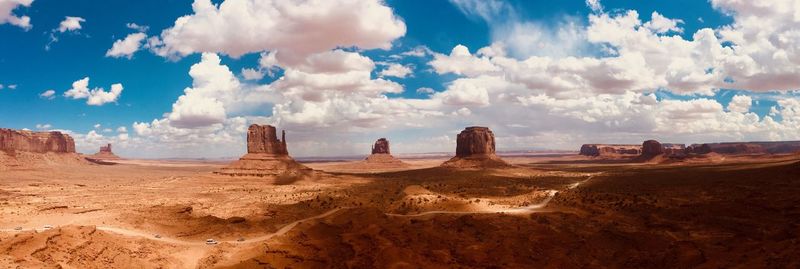 Panorama frame of the monument valley, navajo nation between the borders of arizona and utah