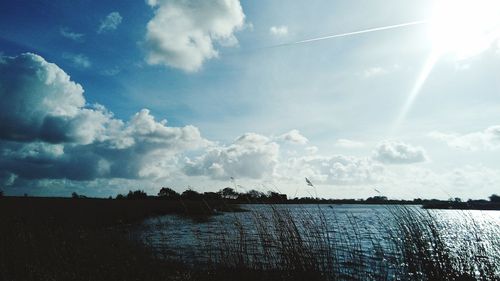 Panoramic view of lake against sky