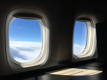 Sky seen through airplane windows