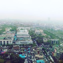 High angle view of buildings in city