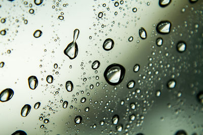 Close-up of raindrops on glass