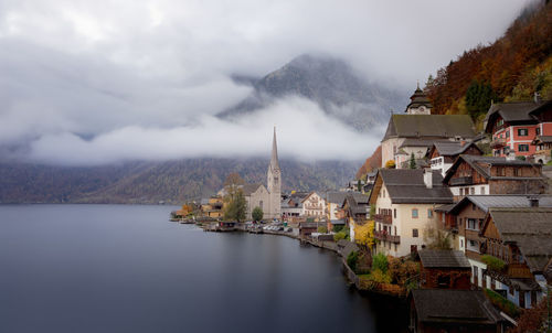 Panoramic view of buildings in city against sky