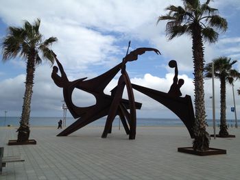 View of palm trees on beach