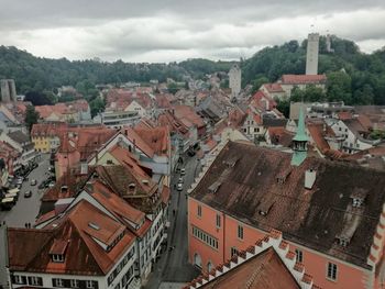 High angle view of townscape against sky